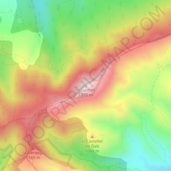 el Turmell topographic map, elevation, terrain