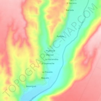 Huachipa topographic map, elevation, terrain