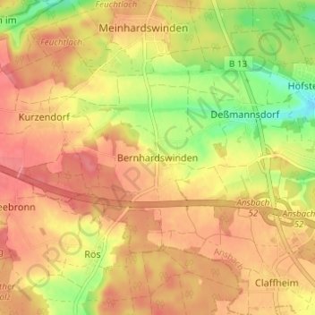 Bernhardswinden topographic map, elevation, terrain