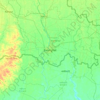Balurghat topographic map, elevation, terrain