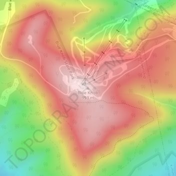 Blue Knob topographic map, elevation, terrain