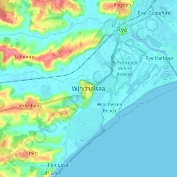 Winchelsea topographic map, elevation, terrain