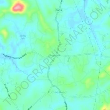 Koppam topographic map, elevation, terrain