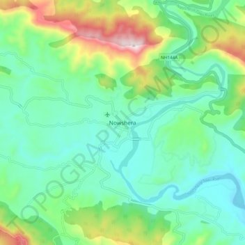 Nowshera topographic map, elevation, terrain