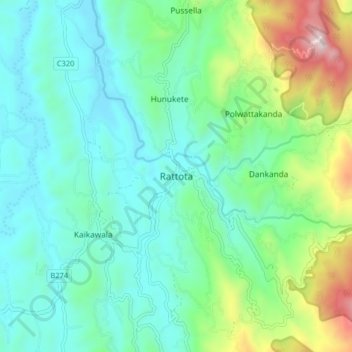 Rattota topographic map, elevation, terrain
