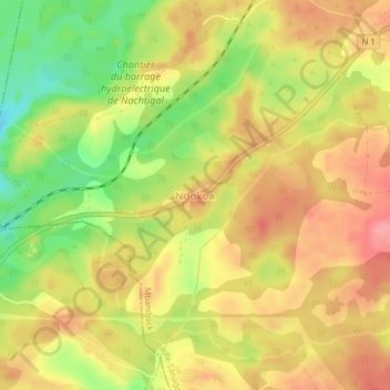 Ndokoa topographic map, elevation, terrain