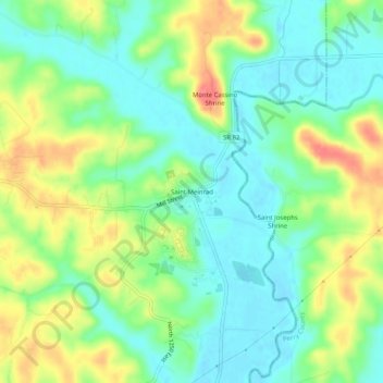 Saint Meinrad topographic map, elevation, terrain