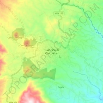 Huatusco de Chicuéllar topographic map, elevation, terrain