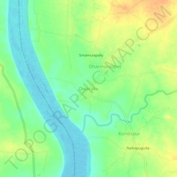 Dwaraka topographic map, elevation, terrain