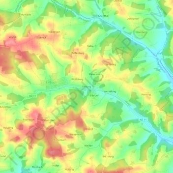 Freiung topographic map, elevation, terrain