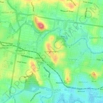 Grange Heights topographic map, elevation, terrain