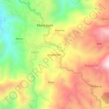 Pacpacungan topographic map, elevation, terrain
