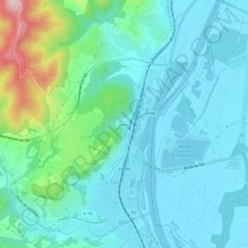Joviac topographic map, elevation, terrain
