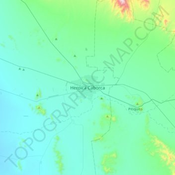 Heroica Caborca topographic map, elevation, terrain