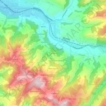 Chatzegrat topographic map, elevation, terrain