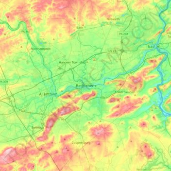 Bethlehem topographic map, elevation, terrain