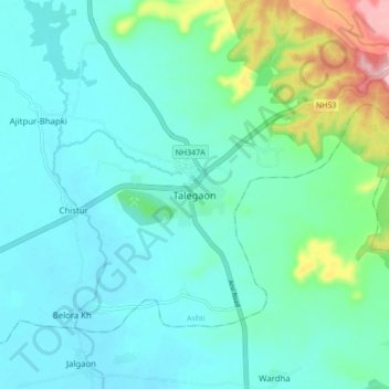 Talegaon topographic map, elevation, terrain