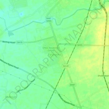 Palavasna topographic map, elevation, terrain