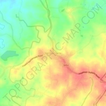 Vannamada topographic map, elevation, terrain
