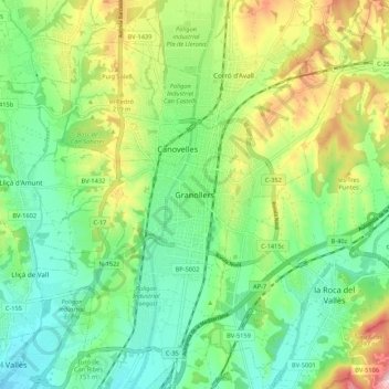 Granollers topographic map, elevation, terrain