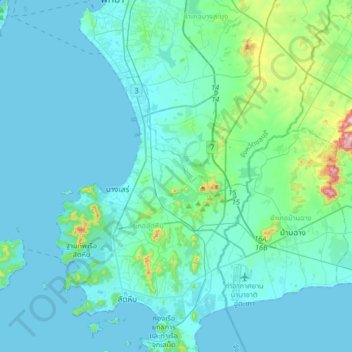 Khao Chi Chan topographic map, elevation, terrain