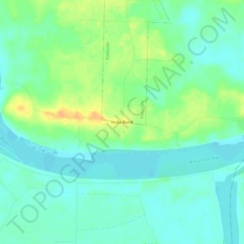 Holla Bend topographic map, elevation, terrain