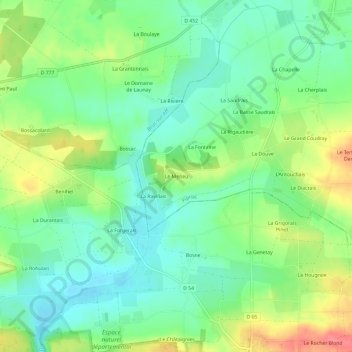 Le Meneu topographic map, elevation, terrain
