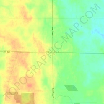 Williamsfield topographic map, elevation, terrain