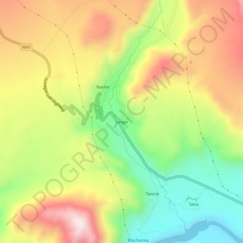 Basgo topographic map, elevation, terrain