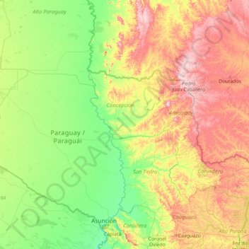 Departamento de Concepción topographic map, elevation, terrain