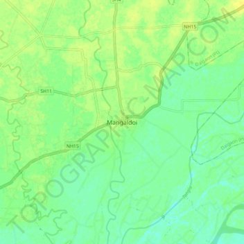 Mangaldoi topographic map, elevation, terrain