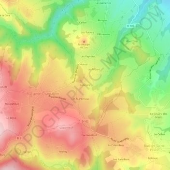 Bonnaire topographic map, elevation, terrain