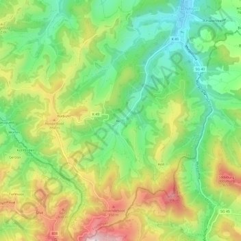 Au TG topographic map, elevation, terrain