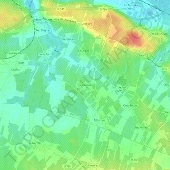 Le Plantier topographic map, elevation, terrain