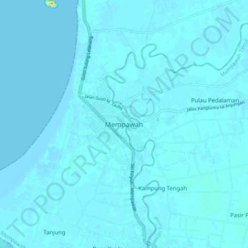 Mempawah topographic map, elevation, terrain