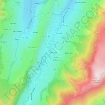 Enchaniers topographic map, elevation, terrain