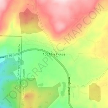 150 Mile House topographic map, elevation, terrain