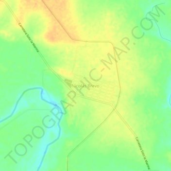 Nicolás Bravo topographic map, elevation, terrain