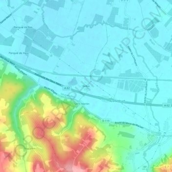 Belloc topographic map, elevation, terrain