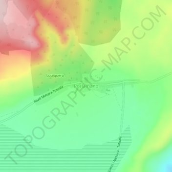 Porlamano topographic map, elevation, terrain