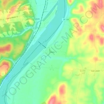 Plants topographic map, elevation, terrain