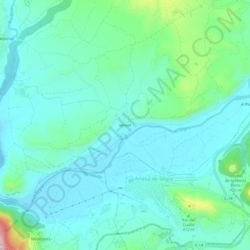Vernet topographic map, elevation, terrain