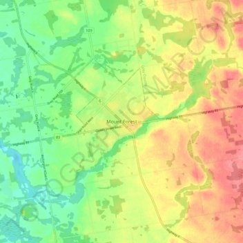 Mount Forest topographic map, elevation, terrain