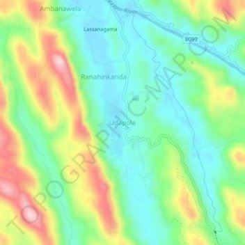 Udapola topographic map, elevation, terrain
