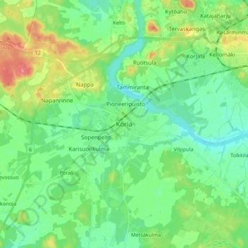 Koria topographic map, elevation, terrain