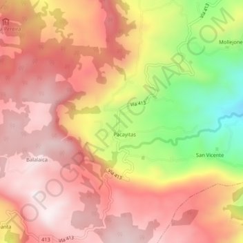Pacayitas topographic map, elevation, terrain