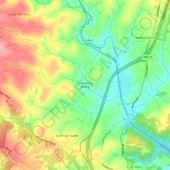 Dairy Manor Farms topographic map, elevation, terrain