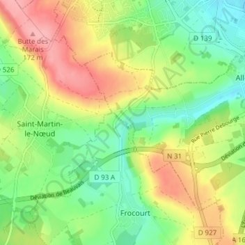 Le Metz topographic map, elevation, terrain