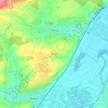 Wernau topographic map, elevation, terrain