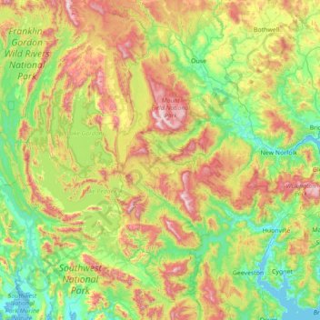 Derwent Valley topographic map, elevation, terrain